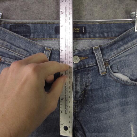 Levis 524 Too Superlow Jeans Womens 0 Medium Blue Distressed Low Rise Stretch - Picture 5 of 9